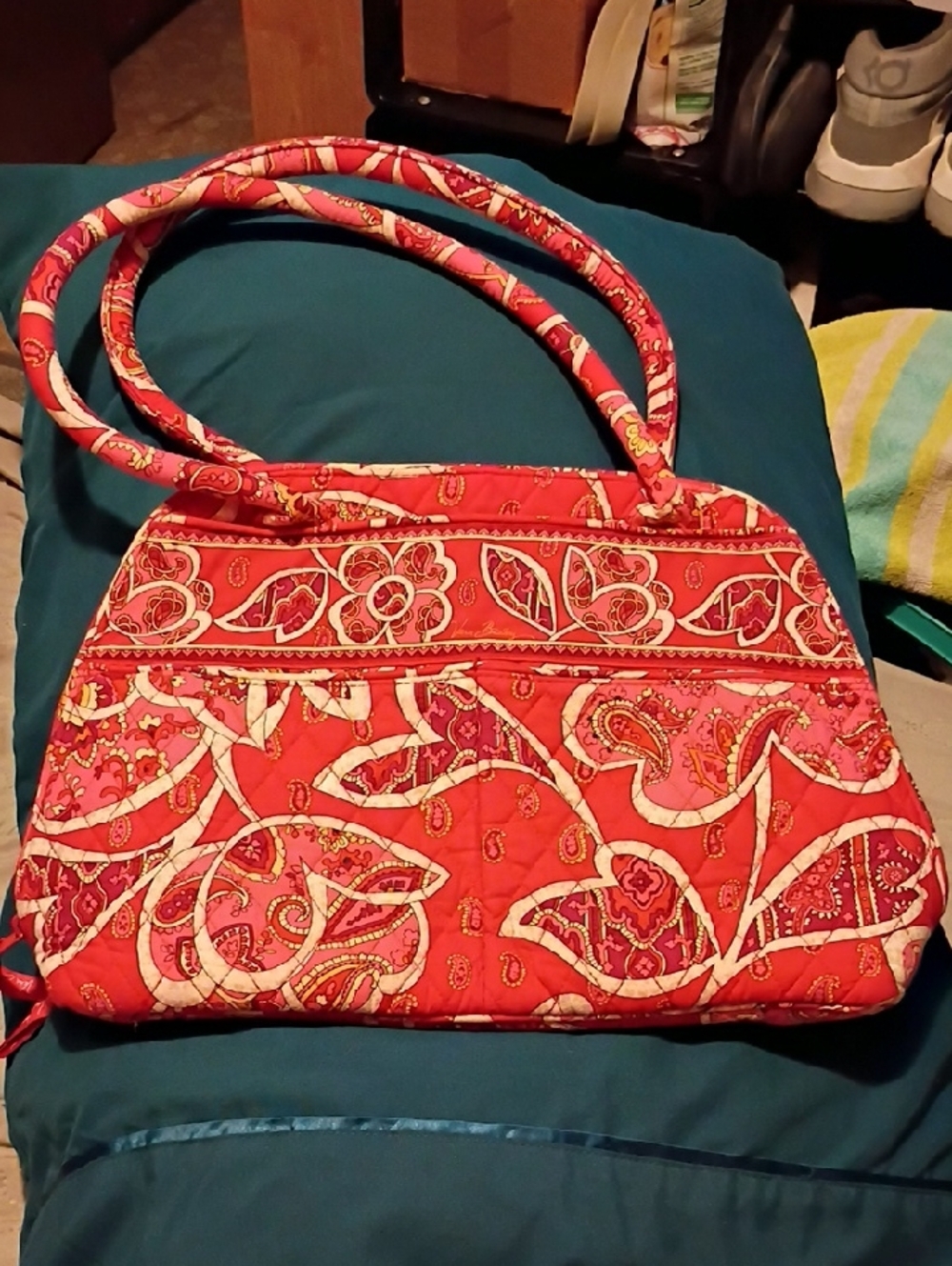 Vera Bradley Quilted Red Paisley Shoulder Bag - Rosie Posie